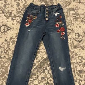Girls floral detail jeans